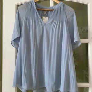 H&M pastel blue shirt sleeve blouse